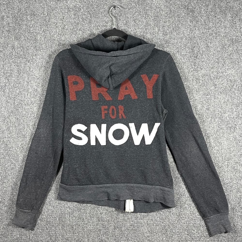 Aviator Nation Stripe Zip Up Pray for Snow Hooded Jacket Dark Gray Size XS #2858 - Picture 2 of 11